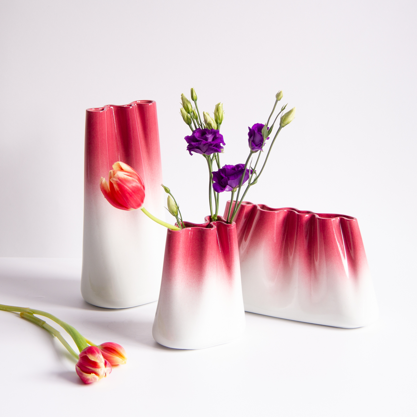 [JUMONY] High Gloss Porcelain Vase - A Set of 3 in Santorini Sunset