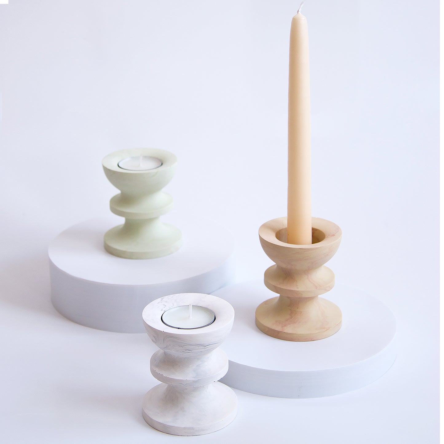 [SCALA] Marble Finish Candle + Tealight Holder